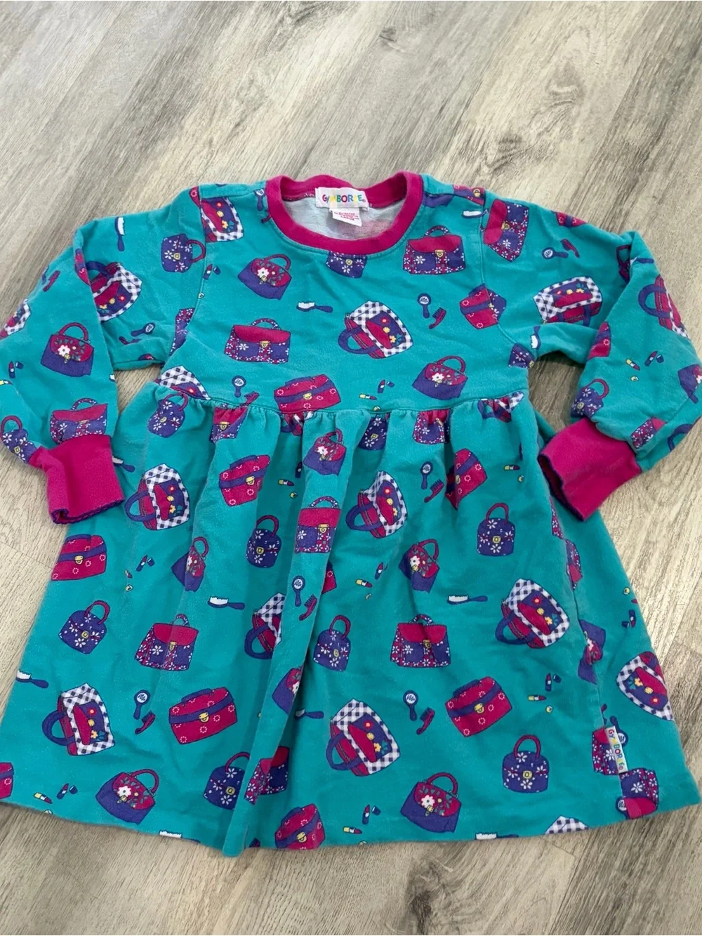 Vintage 90s 1995  Gymboree Girls Dress  Rainbow Tag School Days 3/4 Handbags